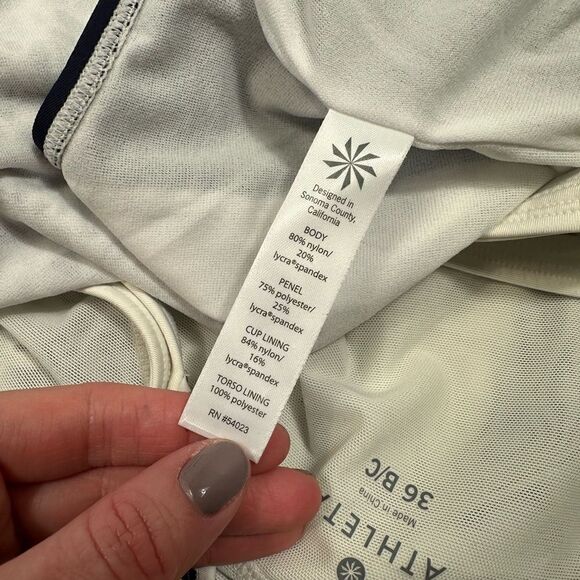 Athleta Navy Blue & White Leopard Print Zimbabwe One Piece Swimsuit Size 36 B/C - Picture 9 of 12